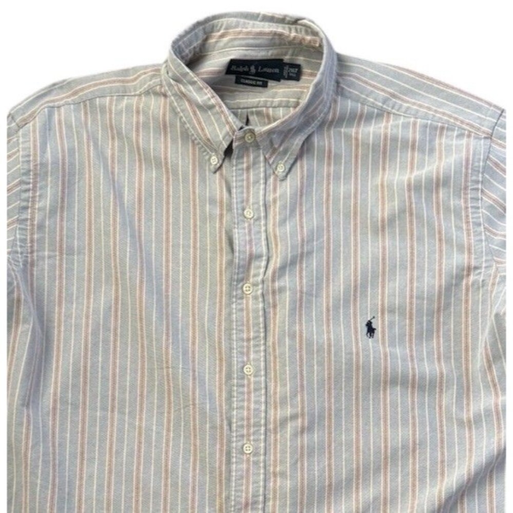 Ralph Lauren Classic Fit Blue Striped Button-Down Shirt Men's Size 2XLT Tall - Picture 2 of 6